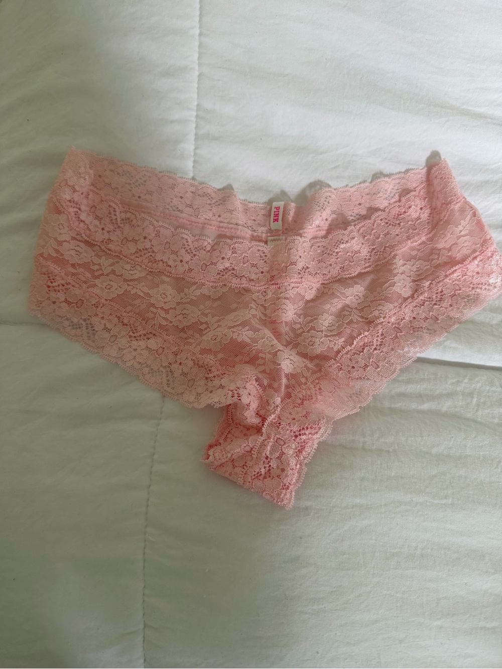 Pink lace boy shorts small, Victorias secrets